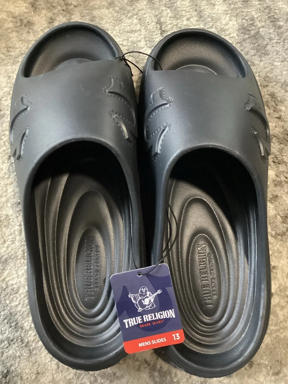 True Religion Men’s Tupac Slides Sandals molded Black Size 13